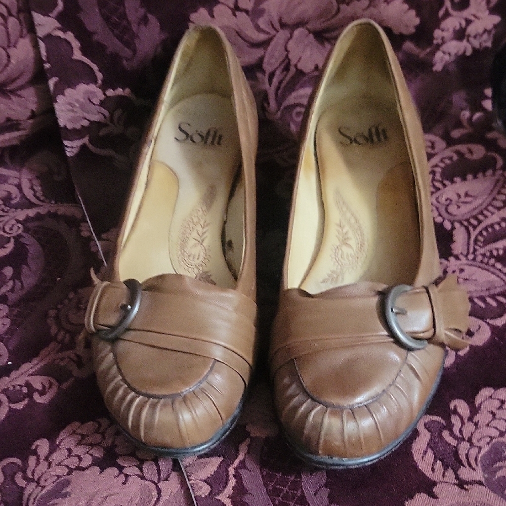 Sofft Brown Leather Heels Women's Size 6 M